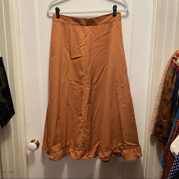 vtg•cottagecore skirt ruffle hem handmade - Picture 2 of 7